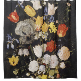 Bouquet aus Blume in einer Erdenware-Vase (1610) Duschvorhang