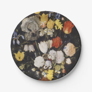 Bouquet aus Blume in einer Erdenware-Vase (1610) Pappteller