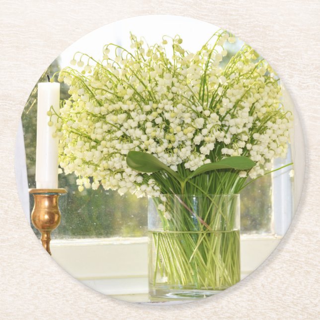 Bouquet aus Frühlingsblütenlilien des Tales Runder Pappuntersetzer (Vorderseite)