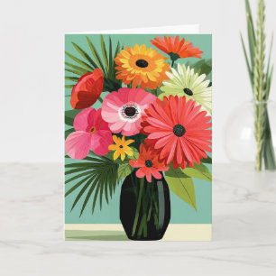 Bouquet aus Gänseblümchen im Vase - Kunst im Stil Karte