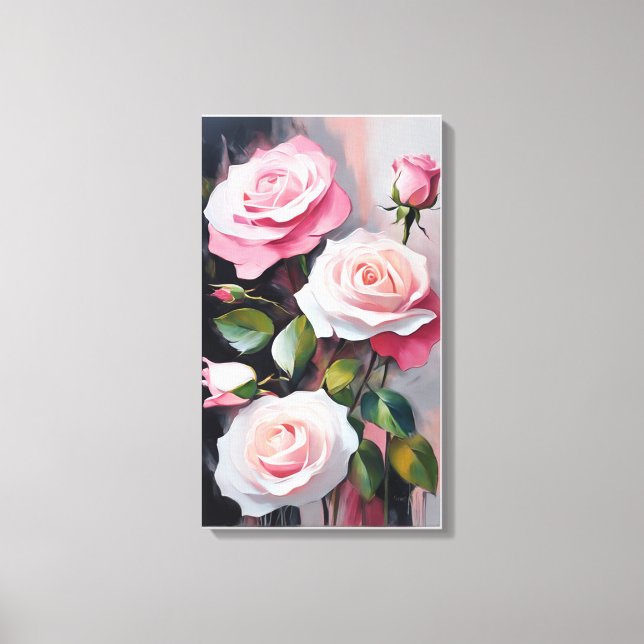 Bouquet aus rosa Rosen Leinwanddruck (Vorderseite)