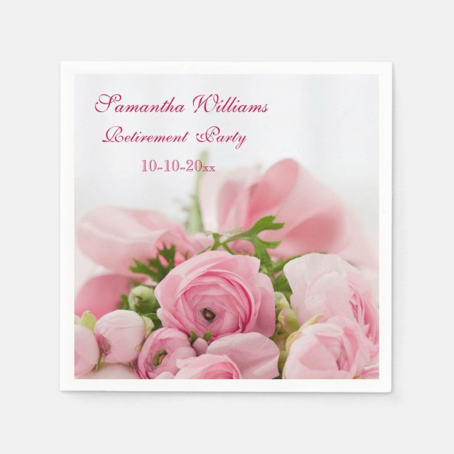 Bouquet aus rosa Rosen-Pensionsstipendium Party Serviette (Vorderseite)