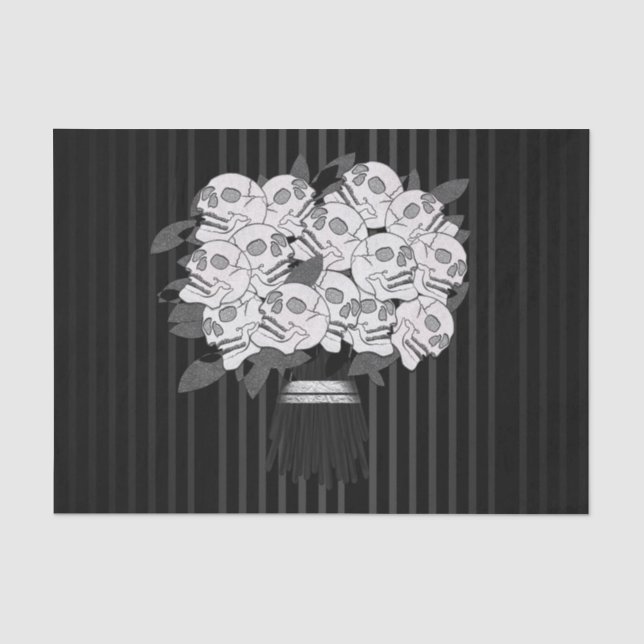 Bouquet aus Skull-Rose Schwarz-Weiß-Party Seidenpapier (Vorderseite)