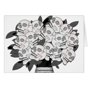 Bouquet aus Totenkopfrosen in schwarz-weiß, belieb
