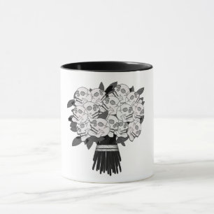 Bouquet aus Totenkopfrosen Schwarz & Weiß Gothic Tasse