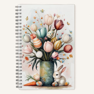 Bouquet Avec Oeufs De Pâques Et Carnet Spiral Lapi