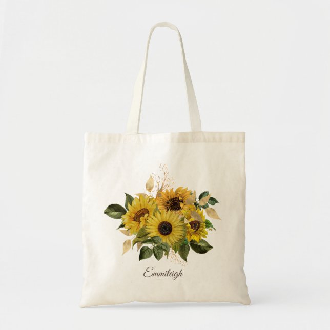 Bouquet Beautiful Yellow Brown Sonnenblumen Tragetasche (Vorne)