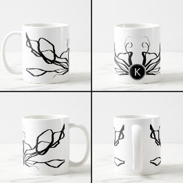 Bouquet Blanc: Abstrakt Weiß und Schwarz Kaffeetasse