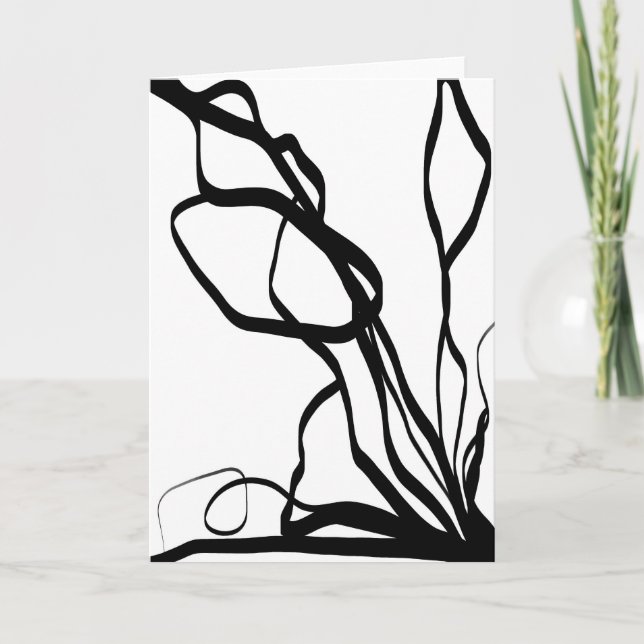 Bouquet Blanc: Abstrakt Weiß und Schwarz Karte (Vorderseite)
