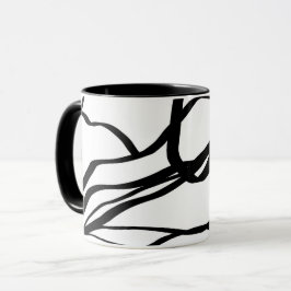 Bouquet Blanc: Abstrakt Weiß und Schwarz Tasse