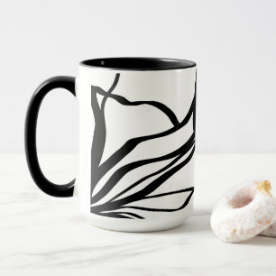 Bouquet Blanc: Abstrakt Weiß und Schwarz Tasse