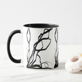 Bouquet Blanc: Abstrakt Weiß und Schwarz Tasse