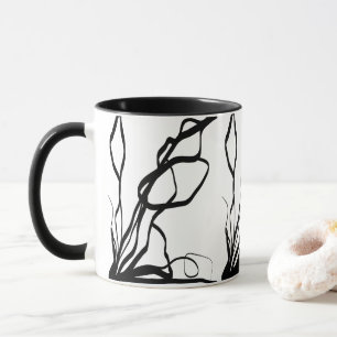 Bouquet Blanc: Abstrakt Weiß und Schwarz Tasse