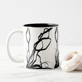 Bouquet Blanc: Abstrakt Weiß und Schwarz Zweifarbige Tasse