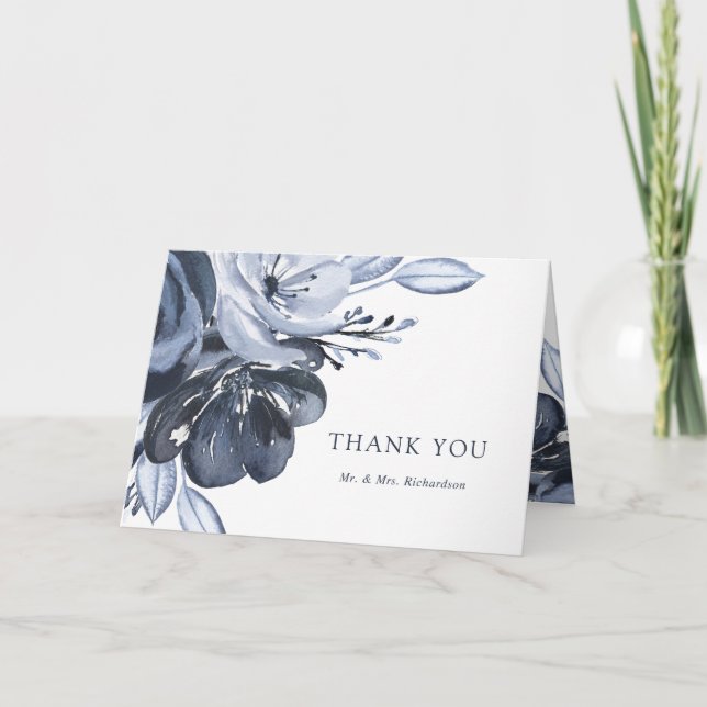 Bouquet bleu | Aquarelle Merci Floral (Devant)