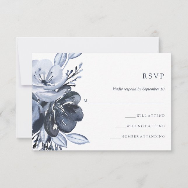 Bouquet bleu | Aquarelle réponse Mariage Floral (Devant)