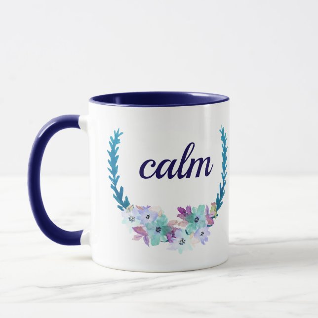 Bouquet Bleu Café Calme Mug du matin (Gauche)