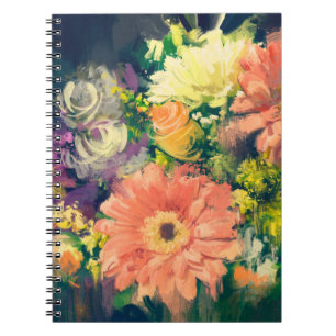 Bouquet-Blume im Ölmalereistil, Illustration Notizblock