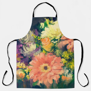 Bouquet-Blume im Ölmalereistil, Illustration Schürze