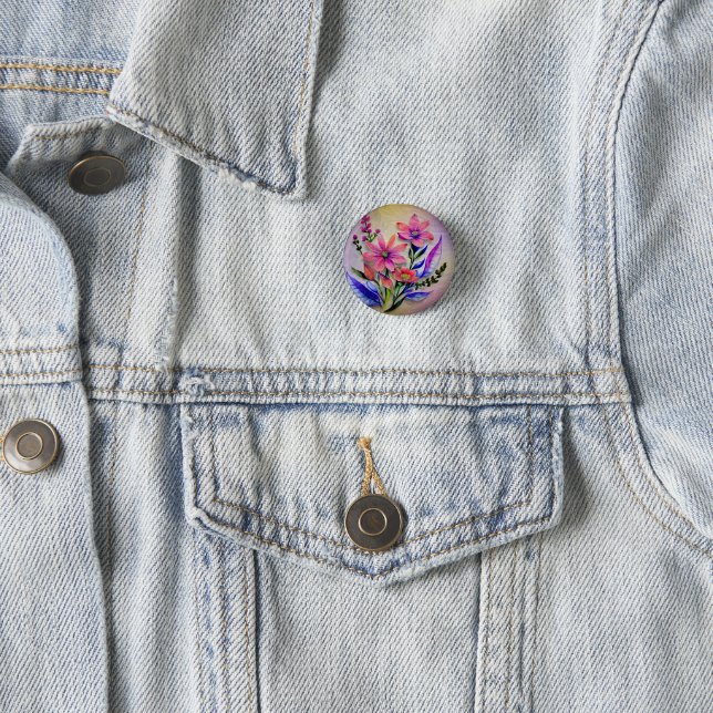 Bouquet-Blume in Aquarellfarben, farbenfroher Hint Button (Beispiel)