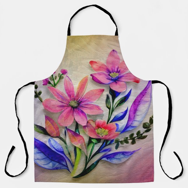 Bouquet-Blume in Aquarellfarben, farbenfroher Hint Schürze (Vorderseite)