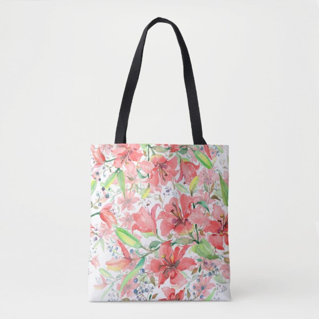 Bouquet botanische Blume mit Vogel. Wilde Quelle l Tasche (Vorderseite)