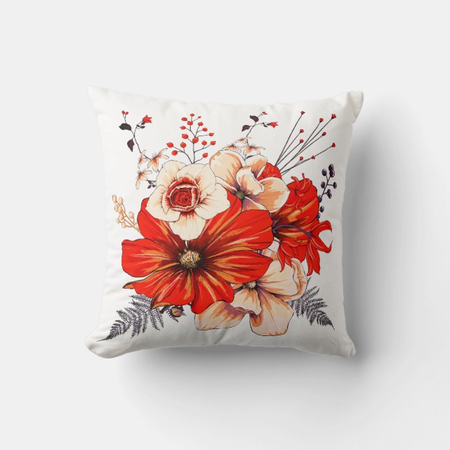 Bouquet Christmassy Florals Foliage Berries Kissen (Vorderseite)