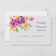 Bouquet coloré d'aquarelle Mariage RSVP