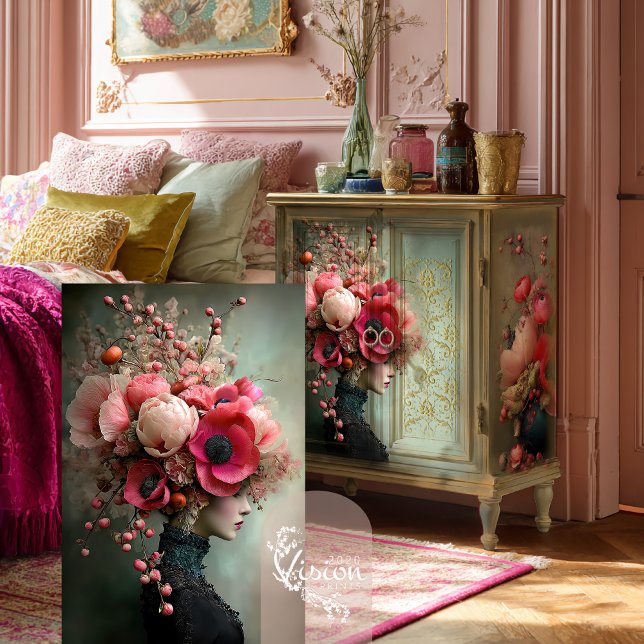 Bouquet Couture Whimsical Portrait & Floral Seidenpapier (Von Creator hochgeladen)