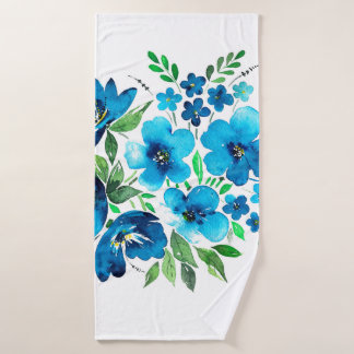 Bouquet d'aquarelle dans les couleurs bleu clair,