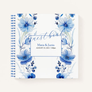 Bouquet d'aquarelle de fleurs bleues Livre d'or