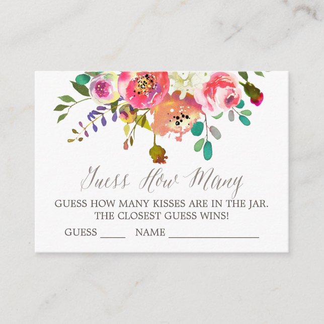 Bouquet D'Aquarelle Devant Combien De Cartes De Ba (Devant)