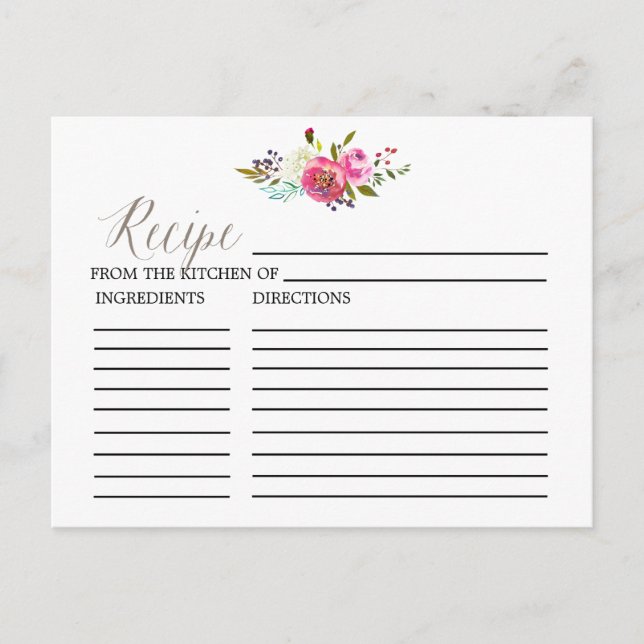 Bouquet d'aquarelle Fête des mariées Recette Carte (Devant)