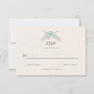 Bouquet d'aquarelle Turquoise mariage carte RSVP