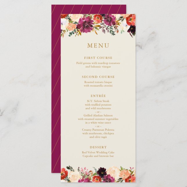 Bouquet d'automne sauvage | Menu Mariage (Devant / Derrière)