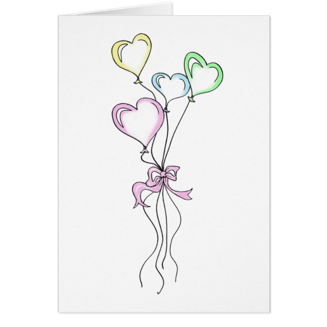 Bouquet de ballons de coeur dans les Pastels Illus (Devant)