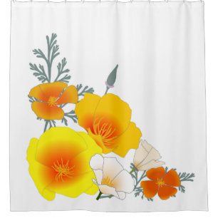 Bouquet de coquelicot de Californie (coin) rideau 