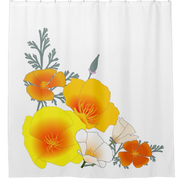Bouquet de coquelicot de Californie (coin) rideau  (Devant)