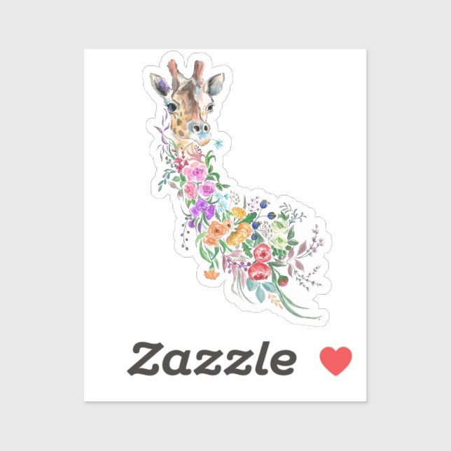 Bouquet de fleurs colorées Sticker en Giraffe Prin (Feuille)