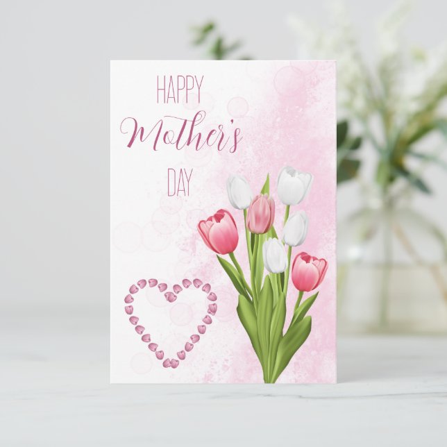 Bouquet de fleurs de tulipes Carte Joyeuse Fête de (Debout devant)