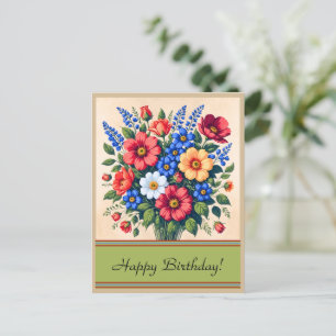 Bouquet de fleurs des années 40   Carte postale d'