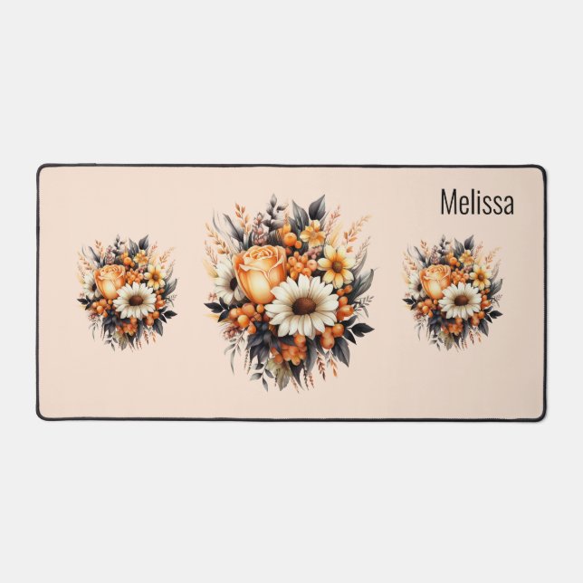 Bouquet de fleurs gris-jaune orange (Recto)