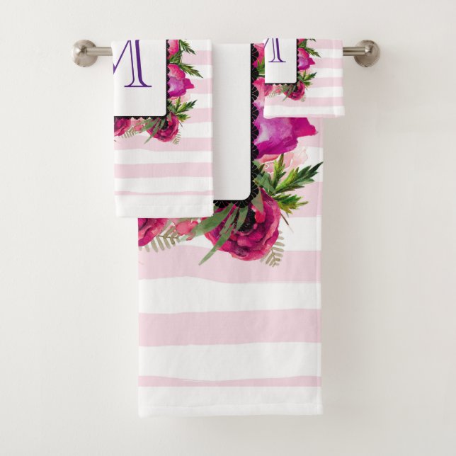 Bouquet de fleurs roses et coquelicots sur bandes  (En situation)
