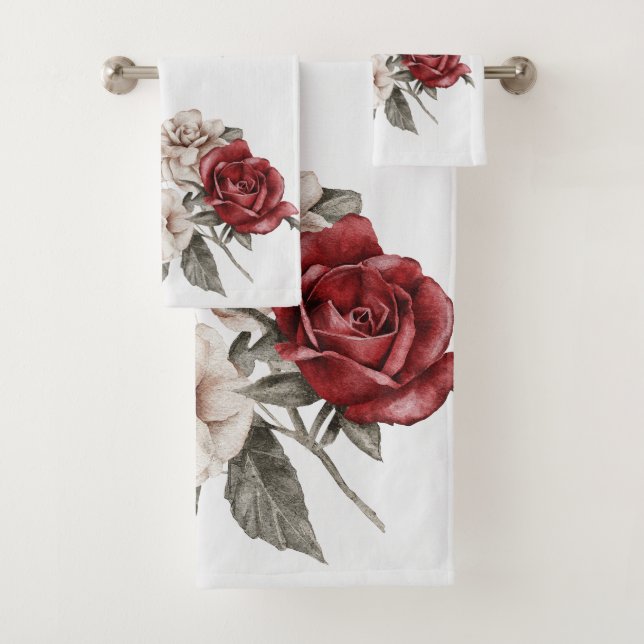 Bouquet de fleurs rouge gris et crème Boho (En situation)