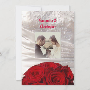 Bouquet de fleurs rouges mariage photo invitation