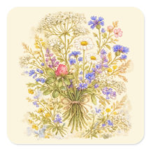 Bouquet de fleurs sauvages Autocollant floral aqua