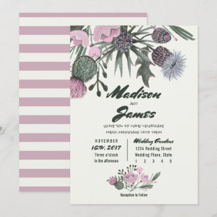 Bouquet de fleurs sauvages rose Faire-part de
