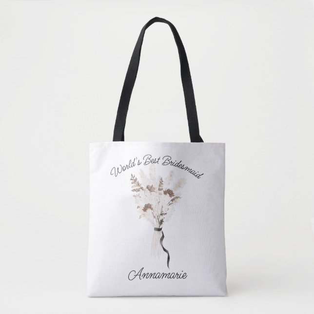Bouquet de fleurs séchées Boho Sac cabas de demois (Devant)