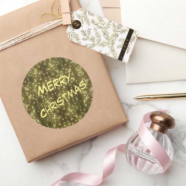 Bouquet de Noël doré étincelant. Autocollants (Cadeaux)