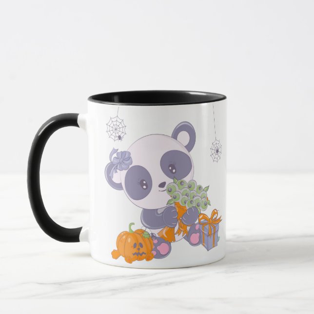 Bouquet de Panda d'Halloween mignonne aux yeux Mug (Gauche)